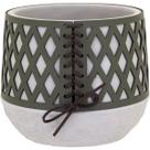 Vaso Decorativo Enfeite Casa Cimento 18x14x14cm Verde Cachepô