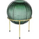 VASO DECORATIVO ENFEITE CASA FOLHAS HOME&CO COM SUPORTE METAL VIDRO 28x20x20cm VERDE