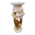 Vaso Decorativo Escultura Três Graças Branco com Dourado em Resina Italiana 108x42cm para Decoração