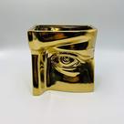 Vaso Decorativo Face Cerâmica Dourado 16x11x16cm