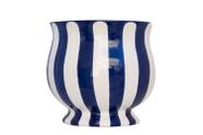 Vaso Decorativo Listrado em Cerâmica Moldado e Pintado a Mão Liso