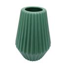 Vaso Decorativo Maior Ceramica Verde Relevos Verticais