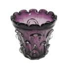 Vaso Decorativo Maior Murano Roxo Relevos Lapidados Luxuoso
