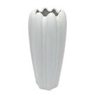 Vaso Decorativo Medio Ceramica Branca Ondulado