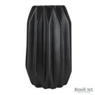 Vaso Decorativo Médio Frisos em Cerâmica Preto