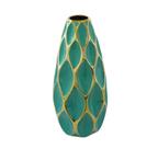 Vaso Decorativo Moderno Ceramica Verde e Dourado Luxo