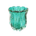 Vaso Decorativo Murano Azul Pigmentos Incolor Finos Ondulado Vaso Decorativo Murano Azul Pigmentos Incolor Finos Ondulado