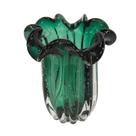 Vaso Decorativo Murano Cristal Verde Escuro Lapidados