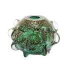 Vaso Decorativo Murano Verde Sinais Dourado Relevos Vaso Decorativo Murano Verde Sinais Dourado Relevos