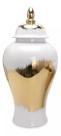Vaso Decorativo Porcelana Chinesa Branco Dourado 47x22