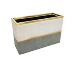 Vaso Decorativo Retangular Tons Cinzas Acab. Dourado Luxo