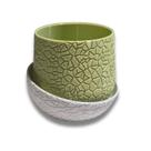 Vaso Decorativo Texturizado com Prato Para Plantas 3D 12cm - Vaso Decorativo Texturizado com Prato Para Plantas 3D 12cm -