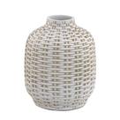 VASO DECORATIVO TRAMAS EM RESINA BRANCO E BEGE - 25cm