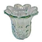Vaso Decorativo Verde Transparente Borda Ondulada 11Cm Vaso Decorativo Verde Transparente Borda Ondulada 11Cm