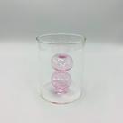Vaso Duplo Vidro Bolha Nórdico Transparente e Rosa