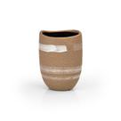 Vaso em ceramica areia c/pintura branca m