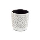 Vaso em ceramica geometrico cinza e branco p