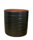 Vaso em ceramica preto brilho com ranhuras g