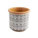 Vaso em ceramica terracota com desenho preto e branco decor Vaso em ceramica terracota com desenho preto e branco decor