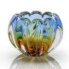 Vaso Em Cristal Murano Água Marinha E Âmbar São Marcos 15cm Vaso Em Cristal Murano Água Marinha E Âmbar São Marcos 15cm