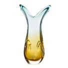 Vaso Em Cristal Murano Água Marinha E Âmbar São Marcos 58cm