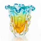 Vaso Em Cristal Murano Água Marinha E Âmbar - São Marcos Vaso Em Cristal Murano Água Marinha E Âmbar - São Marcos