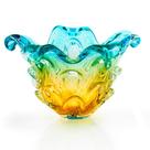 Vaso Em Cristal Murano Água Marinha E Âmbar - São Marcos