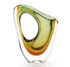 Vaso Em Cristal Murano Esmeralda Com Âmbar - São Marcos 24cm