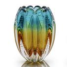 Vaso Em Cristal Murano Esmeralda E Âmbar- São Marcos 21cm
