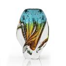 Vaso Em Cristal Murano Esmeralda E Âmbar - São Marcos 24cm