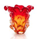 Vaso Em Cristal Murano Vermelho E Âmbar - São Marcos