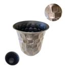 Vaso em metal redondo cinza 35 cm