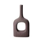 Vaso Em Poliresina Geometrico Marrom Amadeirado Alto