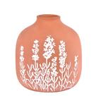 Vaso em terracota telha com lavandas em branco 15cm