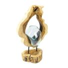 Vaso em vidro decorativo com madeira rustica natural 45x29cm