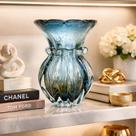 Vaso Em Vidro Murano Azul Italy Luxo Decorativo