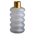 Vaso em Vidro Trabalhado Branco e Metal Dourado 15x15x31cm Vaso em Vidro Trabalhado Branco e Metal Dourado 15x15x31cm