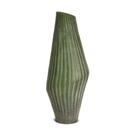 Vaso em vidro verde geometrico com relevo mart 41cm