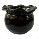 Vaso Esmaltado Pote 6 Ondulado Preto A: 7cm L: 10cm