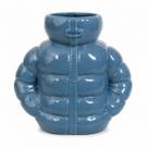 Vaso formato jaqueta puffer ceramica azul 16x8x15cm tuut