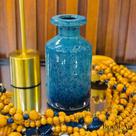 Vaso Garrafa P Com Borda Azul Royal em Cerâmica - Pintura Radioativa