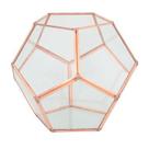 Vaso geometrico de metal e vidro rose 14cm x 14cm x 12cm