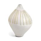 VASO GEOMETRICO EM CERAMICA BRANCO COM DOURADO 31cm MART