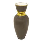 Vaso Grande Porcelana Marrom Borda Dourada Contemp. Luxo