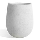Vaso Grande Redondo Branco Worth Garden, 31,75 cm de Diâmetro x 47 cm de Altura, Vaso Leve de Cimento de Óxido de Magnésio com Acabamento Texturizado Listrado, Padrão Elevado com Aparência de Concreto, Furo de Drenagem, para Uso Interno e Externo
