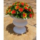 Vaso Grego Bucho Flores Laranja Artificial para Decoração Festas, Casamentos, Casa
