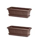 Vaso Jardineira Floreira Tabaco 50cm Nutriplan + Prato Kit 2