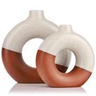 Vaso LCCCK Terracotta Donut, conjunto de 2 círculos de cerâmica oca