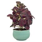 Vaso Luxo Cerâmica Frisado Verde-Erva Orquídea Vinho/Bordô
