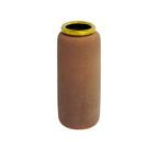 Vaso Medio Rústico Ceramica Coral Acabamento Dourado Luxo